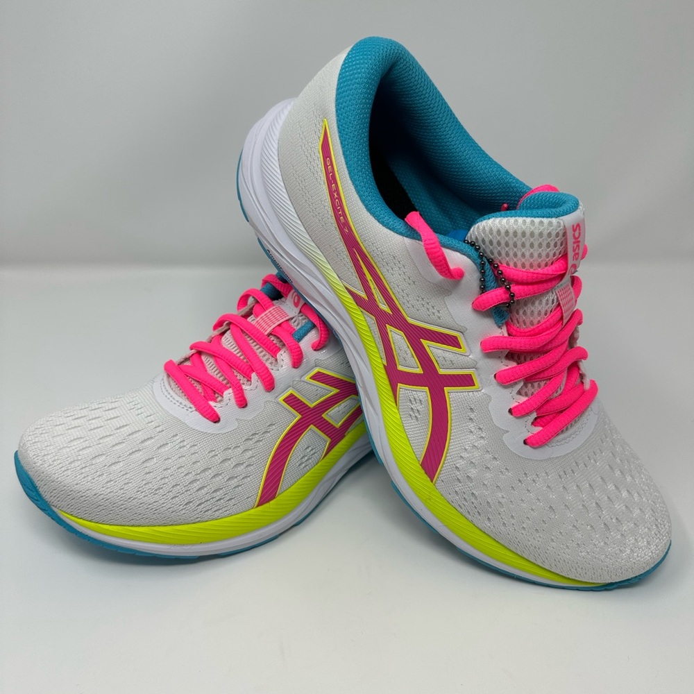 ASICS Women’s Gel Excite Athletic Shoes in White/Pink/Yellow/Blue - 9.5